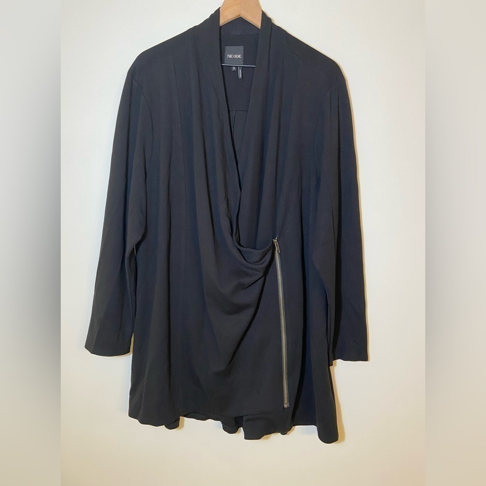 Nic + Zoe Half Zip Cardigan Sweater Womens 2X Black Long Sleeve Viscose - Picture 8 of 8